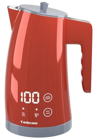 Fashome Electric Kettle with Keep Warm Function,1.25 Litre 1300W with Quiet Boil,Auto Shut-Off & Boil-Dry Protection,BPA-Free with Cordless Design,Removable Lid for Home or Office(Orange)