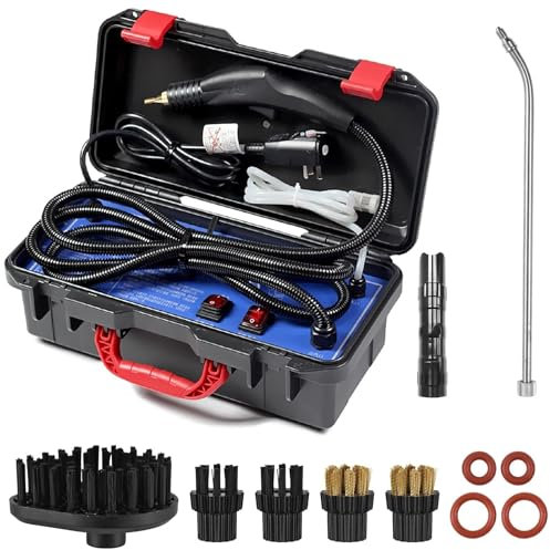 Pulitore a Vapore ad Alta Pressione, Macchina per la Pulizia a Vapore Portatile da 3000 W, Regolabile a Secco e a Umido, Pompa Automatica con 5 spazzole, per Cucina, Bagno, Auto, mobili, Pavimenti