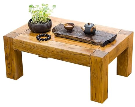 Tatami-Couchtisch Aus Altem Ulmen-Massivholz, Einfacher, Moderner Niedriger Tisch, Geräumige und Praktische Arbeitsfläche, Die Viel Platz Bietet und for Wohnzimmer, Teehäuser(80cm)