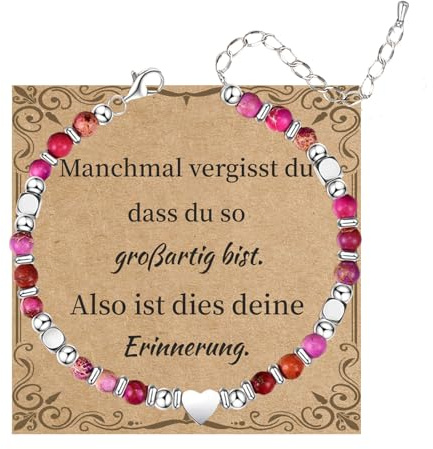 exatta Perlenarmband Damen Natürliches Steine Armband Geschenke für Frauen Mädchen, Einstellbar Edelstahl Hummerschließe, Edelstein Armband Weihnachten Geburtstag Valentinstags Geschenke -Box