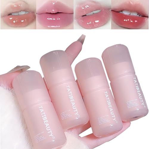 4Pcs Hydrating Lip Gloss Set, Glossy Finish Moisturizing Lip Stain, Highly-Pigmented Korean Lip Glaze, Plumping Lipgloss, Long Lasting Water Mirror Liquid Lipstick