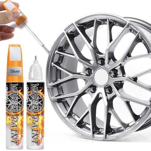 AAROVIBE Lackstift Silber Glänzend für Felgen – 2-in-1 Felgen Reparaturset, Lackstift Auto zur schnellen Ausbesserung von Kratzern (Silber)