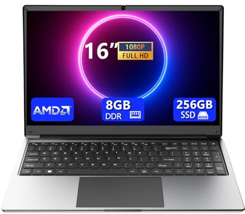 16-Zoll-Laptop, tragbarer Laptop mit 8GB DDR und 256GB SSD,erweiterbar auf 1 TB.Pentium-Quad-Core-Prozessor bis zu 3,2 GHz.9000-mAh-Akku.Mini-HDMI-Schnittstelle.Dualband-WLAN.Webcam.Schlanke Lapt
