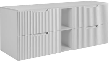 3E 3xE living.com Badezimmerschrank, Weiß, 180 (2 x 80 + 20) x 58,6 x 46 cm