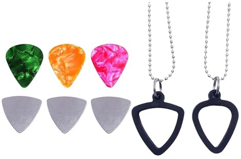 hindraem Elegante Gitarrenplektrum Halskette mit robustem Halter und farbenfrohen Plektren – das perfekte Geschenk für Musiker und Ukulelespieler. Der