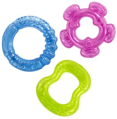 dBb Remond - Anneaux de Dentition Bébé Réfrigérants – Soulage la Poussée Dentaire - Lot de 3 Jouets Souples et Sécurisés – Facile à saisir - Dès 3 mois - Sans BPA - Rose, Vert & Bleu