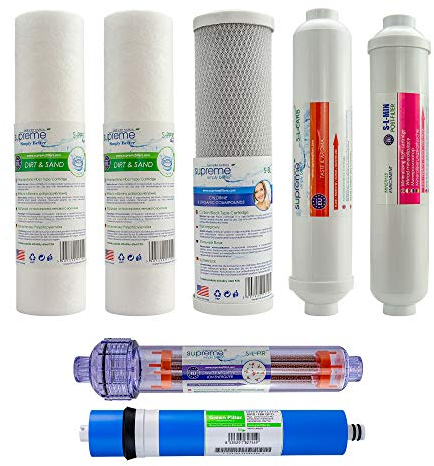 Ersatzfilterset inkl. Membrane geeignet für 7 Stufen Umkehrosmoseanlage Trinkwasseranlage Pura Natura RO7 Trinkwasserfilter Osmosefilter Membranfilter Osmoseanlage Wasserfilter Puranatura