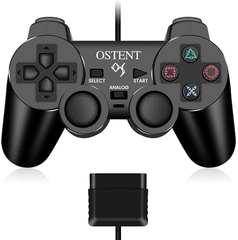 OSTENT Cablato Analogico Controller Gamepad Joystick Joypad per Sony Playstation PS2 PS1 PS One PSX Console Dual Shock Vibration Video Games
