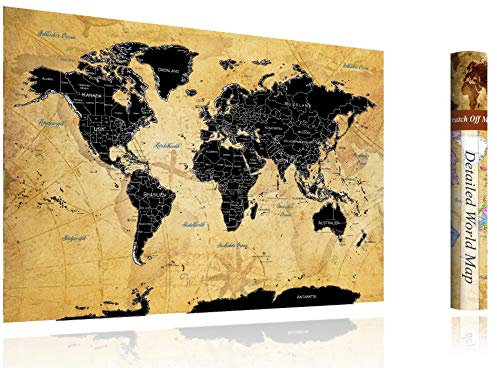 FlyHigh Mapa del mundo XXL para rascar en alemán I 80 x 57 cm I Póster para rascar I Mapa del mundo para rascar I Mapa del mundo para rascar I Mapa del mundo para rascar I Mapa del mundo para rascar I
