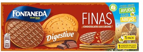 Fontaneda Digestive Galletas Finas con Chocolate con Leche, Snack Delicioso, 170 g