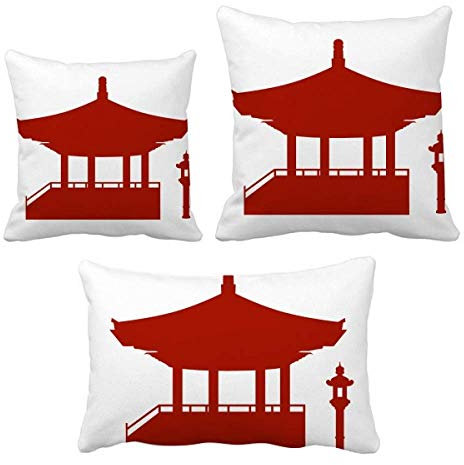 DIYthinker Housse de coussin en porcelaine Motif silhouette Motif pavillon de la culture