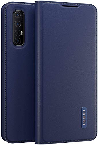OPPO Schutzhülle Find X2 Neo, Brieftaschen-Hülle, Klapphülle aus PU-Leder und TPU, Schutzhülle mit Halterungsfunktion, doppelter Kartenschlitz, stoßfeste Hülle, Marineblau