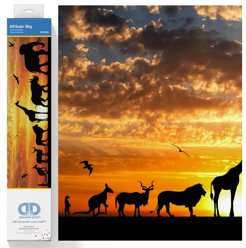 DIAMOND DOTZ DD9.055 - Original 5D Diamond Painting Set Afrika Himmel, Kreativset mit 18.910 Diamant Mosaiksteinen, Malset ca. 72 x 22 cm, DIY Komplettset für Erwachsene und Kinder ab 8 Jahren