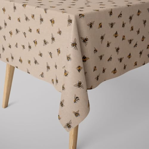 SCHÖNER LEBEN. Tischdecke Bee Buzzing Bienen Hummeln Natur gelb, Größe:80x80cm