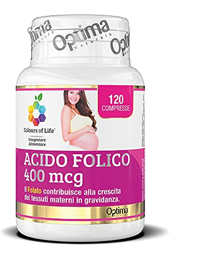Acide folique 400 mcg - Supplément de soutien à la croissance des tissus maternels Sans gluten Vegan Pregnancy, 120 Comprimés