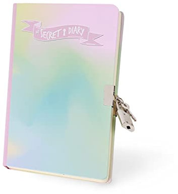 I-TOTAL® - Secret diary supplied with metal lock and two keys/Secret diary with dotted pages, Secret Diary for secrets, White Paper (Rainbow Dream)