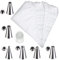Poche à Douille, 100 Pcs Grande Poches a Douilles Jetable avec 1 Pcs Adaptation et 6 Pcs Reutilisable Professionnelle Douille Patisserie, pour Décoration de Gâteau Pâtisserie 30 * 20cm