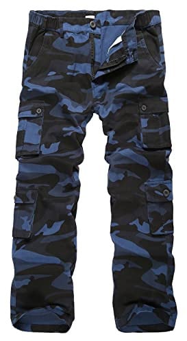 iCKER Cargo Combat Trousers Men Work Camo Army Military Tactical Multi Pocket Camouflage Pants