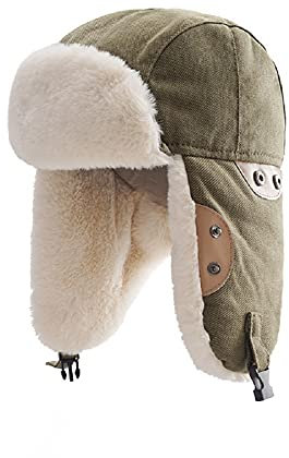 YJZQ Winter Damen Fliegermütze Lammwolle WinterMütze mit Ohrenklappen Warme Pilotenmütze Verdickte Wintermütze mit Ohrenschützer Verstellbar Trappermütze Skimütze Outdoor Winter Bomber Hut Outdoor