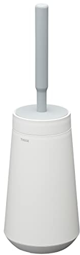 Tiger Tess Toilettenbürstenhalter mit flexibler Swoop WC-Bürste, WC-Bürstengarnitur freistehend oder zur Wandmontage (Kleben oder Schrauben), Farbe: Weiß / Hellgrau
