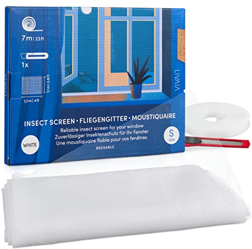 Fliegengitter Fenster: 110x130cm Netz Insektenschutz Fenster Weiß Klein – Mückennetz Fenster mit Klettband, Fliegennetz Fenster – LIVAIA Mückenschutz