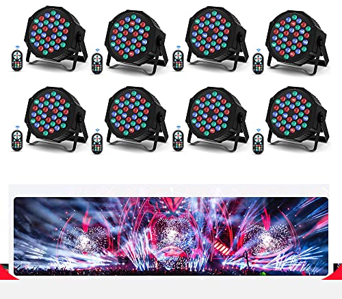 8 PCS 36 Led Par RVB DMX512 72W Projecteur Jeux de Lumiere pour Soiree avec télécommande lumière disco Auto/Son/Maître-d'esclave Éclairage de scène pour DJ Fête Bar bande mariage Halloween Noël