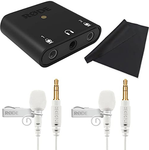 RØDE AI-Micro Interface + 2 micrófonos Lavalier GO WH de clip + paño de microfibra keepdrum