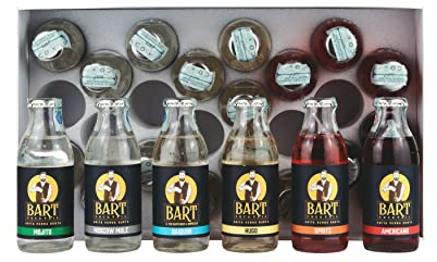 BART - Box Aperitivo 24 Cocktail pronti da bere, Cocktail Set, Kit idee regalo, Bottigliette in vetro monodose da 125ml, (Americano, Spritz, Hugo, Daiquiri, Moscow Mule, Mojito) (BOX DA 24)