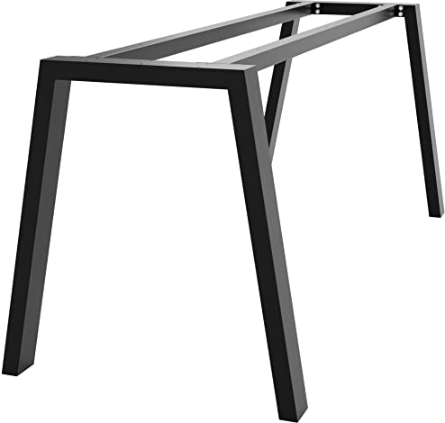 MetaloPro Tischbeine Metall, Schwerlast Stahl Schreibtisch Beine, Tischkufen Schwarz und Schrauben, Bodenschoner, Langlebig Tischgestell für Moderne Couchtisch, Esstisch, Wohnzimmer – 120x70x72 cm