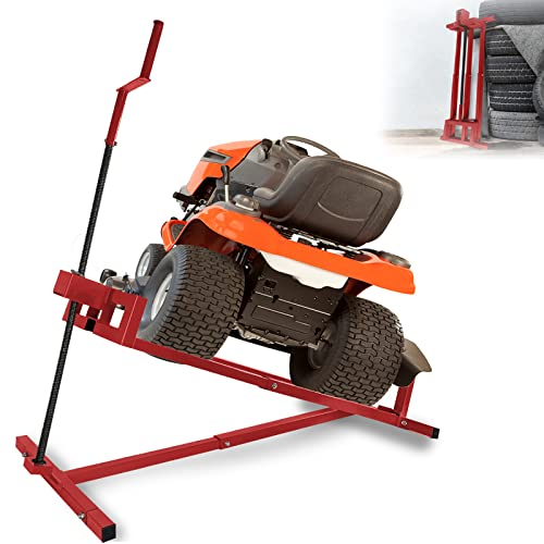 XMTECH Elevador de tractores de césped, elevador de césped, elevador de 45°, inclinación ajustable, 400 kg, elevador para cortacésped y herramienta de limpieza universal, color rojo