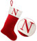 ZOEA 50,8 cm Weihnachtsstrümpfe mit Initialen, großer bestickter Buchstaben-Strick-Weihnachtsstrumpf für Familienfeiertagsdekorationen und Weihnachtsgeschenk (N, Rot)