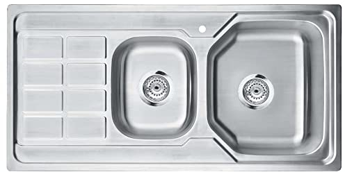 Omeere, fregadero de cocina grande, acero inoxidable 304, 0,8 mm, fregadero, fregadero, fregadero empotrable, cuadrado 2 senos 100x50cm (estante izquierdo del fregadero)