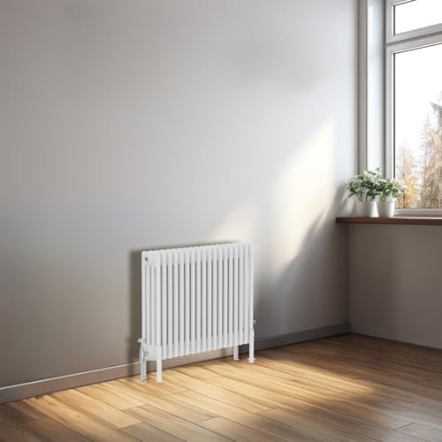 NRG 600x830mm Gloss White Traditional Cast Iron Style Four Column Horizontal Radiator