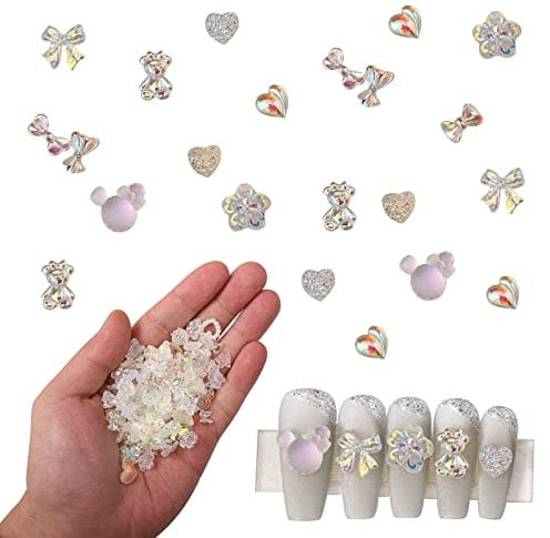 Aurora Bow Nail Charms, 100PCS 3D Butterfly Decorations, Resin Ornaments for Women Girls Salon Home DIY Art Supplies