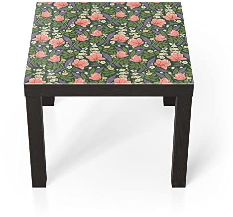DEQORI Glastisch | schwarz klein 55x55 cm | Motiv Jugendstil-Tapete | ausgefallener Beistelltisch aus Glas | Hochglanz Couchtisch fürs Wohnzimmer | moderner Couch Tisch mit Design