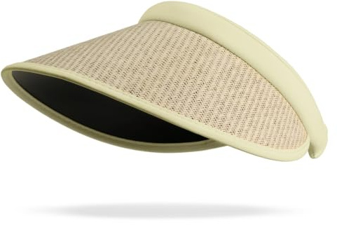 CLAPE Visière Soleil Femme en Paille Large Visière Chapeau de Soleil été | Respirant,Légère,Protection Solaire,Dessus Ouvert,Casquette Visière pour Plage,Voyage,Vacances,Jardinage