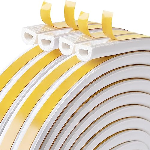 teeppo Guarnizione Finestra, 10M Schiuma Nastro Guarnizione Porta Autoadesivo per Porte e Finestre, Striscia di Gomma per Prova di Collisione, Rumore, Vento Freddo, Spogliatura del Tempo (10M, Bianco)