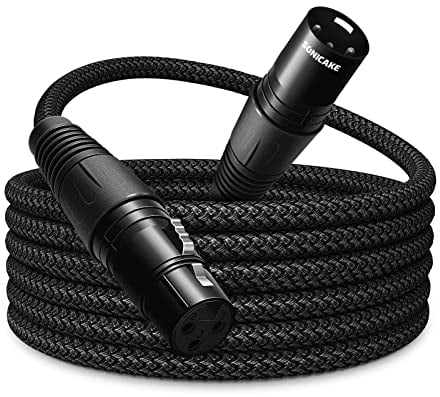 SONICAKE Cable XLR para micrófono conector macho a hembra de 3 pines de nylon trenzado cable XLR Negro (2M)