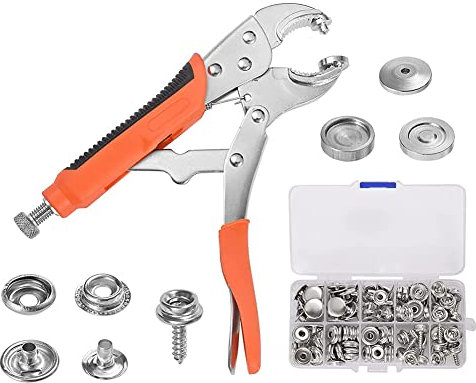 Mkcavne Kit di fissaggio a scatto pinze regolabili per bottoni a pressione, kit di strumenti di fissaggio a scatto con bottoni automatici set per coperture per barche, tela