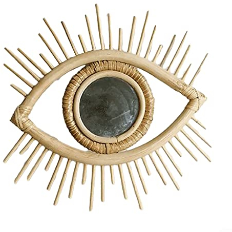 für Augen-Wandspiegel Hängespiegel Rattan Spiegel Dekor Boho Wandspiegel Dekoration Augenförmiger Spiegel für Wohnzimmer Schlafzimmer Kinderzimmer Badezimmer