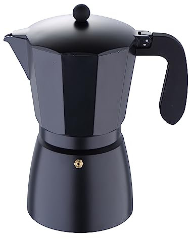 San Ignacio Cafetera italiana 12 tazas, aluminio, color negro, colección Delta