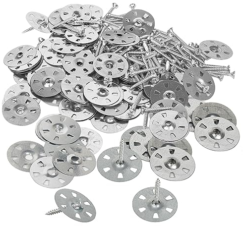 TXZWJZ 100 Pcs Easy Fix Washers - 35mm Dia. Galvanised Steel Fixing Washers for Tile Backer Boards & Gypsum Board