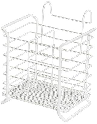 BESTonZON Iron Hanging Chopsticks Holder Drying Rack Utensil Draining Basket Organizer for Kitchen Tableware Storage White Cutlery Drainer for Efficient Drying