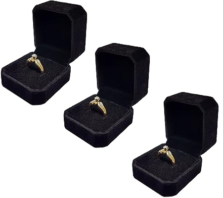 3 Stück Ringetui für Verlobungsringe - Ring Etui Box Set für Ringe Ringschachtel für Verlobungsring Schmuckschachtel für Hochzeit - Geschenkbox Schmuckkästchen Trauringetui Schmucketui Schwarz