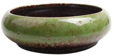 CLSSLVVBN Pot à bonsaï émaillé Vintage en céramique, Fleurs, Herbes et légumes, décoratif de Jardin, Cactus, récipient pour Plantes à Fleurs, Vert