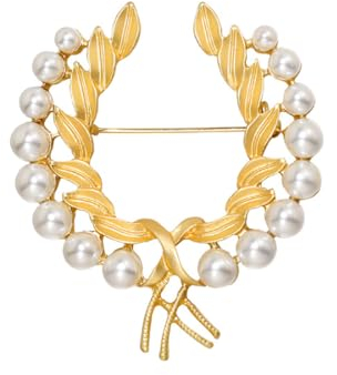 Prosy Elegante Weizen Brosche Gold Party Kleid Perle Kristall Brosche Kragen Pins Zubehör für Frauen und Mädchen (A)
