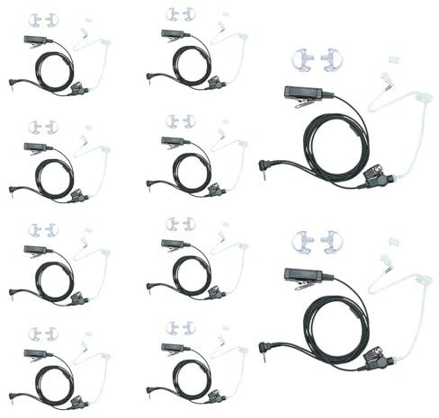 BVMAG Acoustic Tube Earpiece Headset with Mic PTT Compatible with Motorola Talkabout MH230R MR350R T200 T200TP T260 T260TP T460 T600 MT350R 2 Way Radio 10 Pack