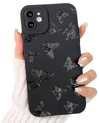 NITITOP Compatible for iPhone 11 Case Cute Cool Butterfly Black Design for Girls Women Soft TPU Shockproof Protective Phone Cover Girly - Many Butterflies