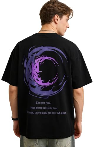 KENAIJING T-Shirt Homme Col Rond Imprimé Dos Streetwear Manches Courtes | Tee-shirt homme coton doux respirant, coupe décontractée et grand imprimé dos pour l'été