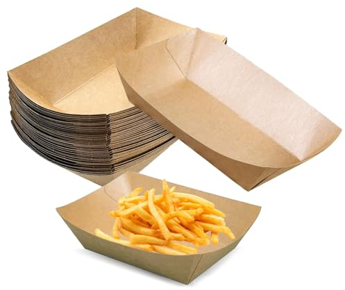 HXSYKJDM 60 cuencos para patatas fritas, bandejas de cartón kraft, recipientes para comida para los dedos, cuencos para patatas fritas, macarons, salchichas de curry, ensaladas, 60 unidades